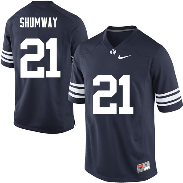 Men #21 Talon Shumway BYU Cougars College Football Jerseys Sale-Navy